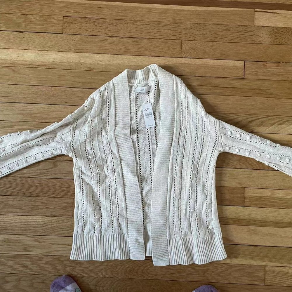 LOFT White knit cardigan
